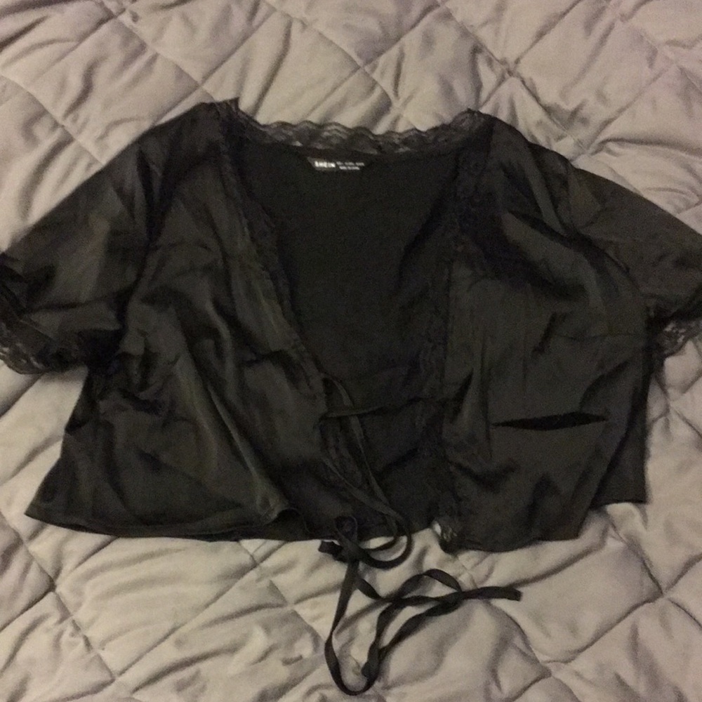 black laced tie shirt